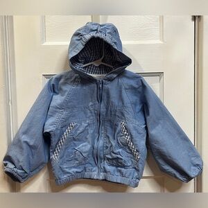 Vintage Carters blue hooded zip-up jacket with a plaid lining Size 4T